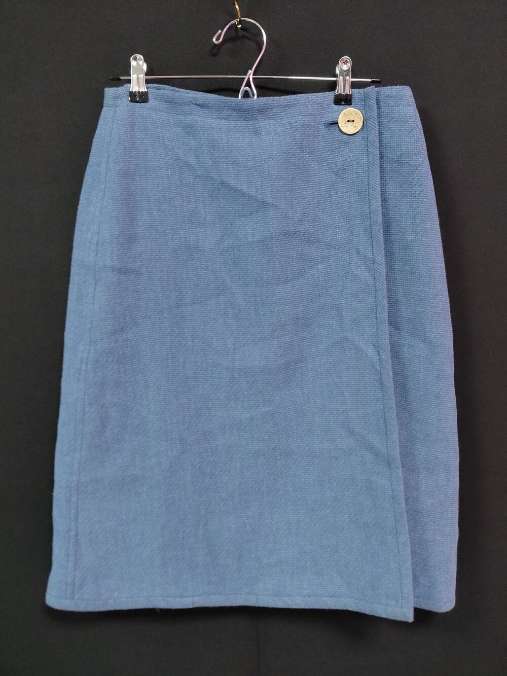 TRADEMARK Cotton Linen Blend Skirt Blue Solid Woven Women Size 8